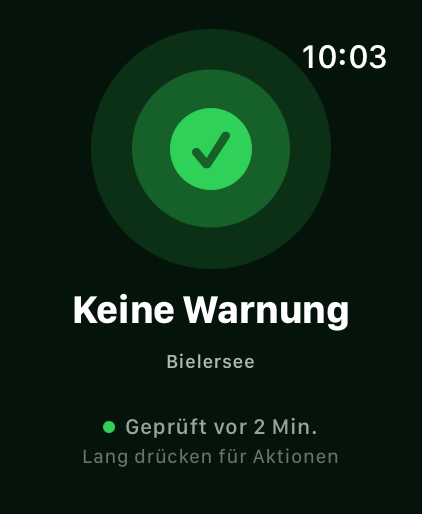 LakeAlert Watch · Keine Warnung am Bielersee